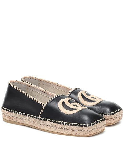 gucci black leather espadrilles|gg leather espadrille in black.